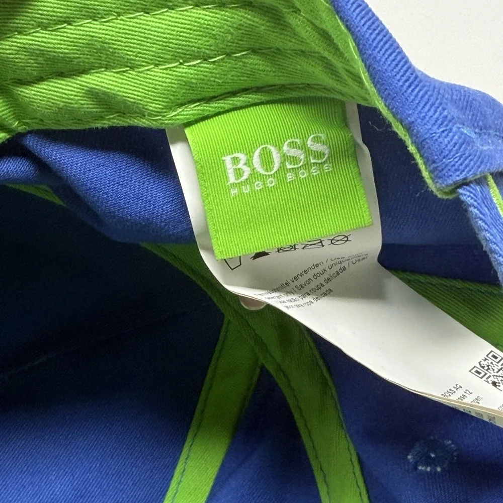 Hugo Boss Blue Baseball Cap Green Trim Embroidered Logo Adjustable One Size